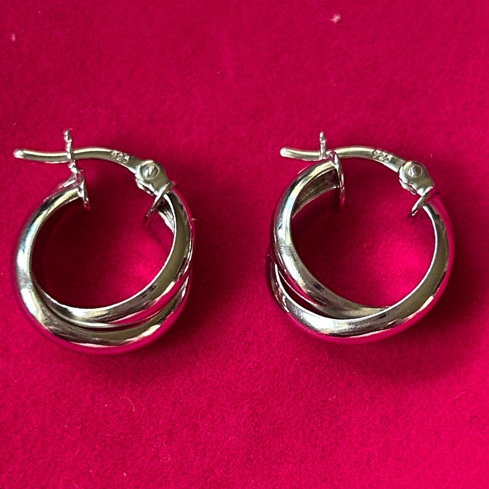 925 Sterling Silver Hoop huggie Earrings‎